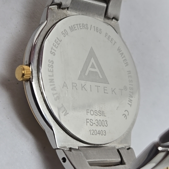 Mens Fossil Arkitekt Watch Black Diamond Dial Gold Silver Two Tone New Battery - Picture 11 of 11